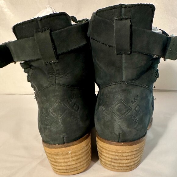 Coolway Women's Suede Ankle Booties Size 39 (8) Black Made In Spain Block Heel - Picture 8 of 15